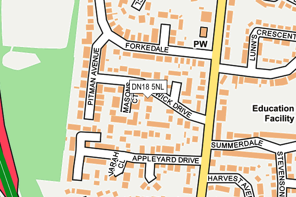 DN18 5NL map - OS OpenMap – Local (Ordnance Survey)