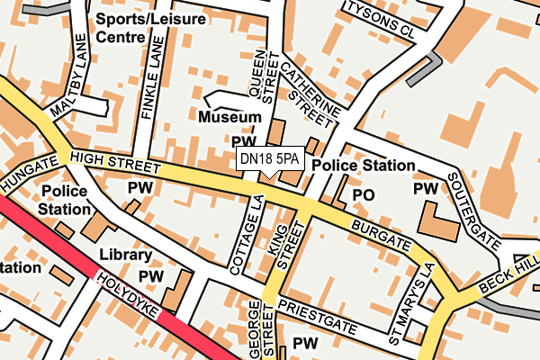 DN18 5PA map - OS OpenMap – Local (Ordnance Survey)