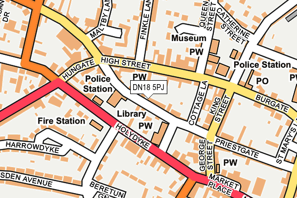 DN18 5PJ map - OS OpenMap – Local (Ordnance Survey)