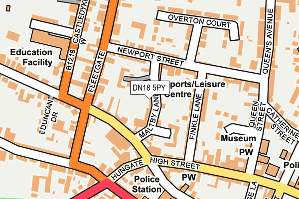 DN18 5PY map - OS OpenMap – Local (Ordnance Survey)