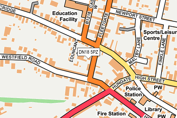 DN18 5PZ map - OS OpenMap – Local (Ordnance Survey)