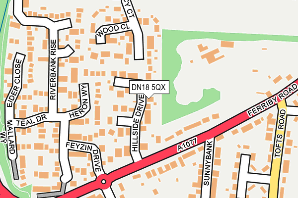 DN18 5QX map - OS OpenMap – Local (Ordnance Survey)