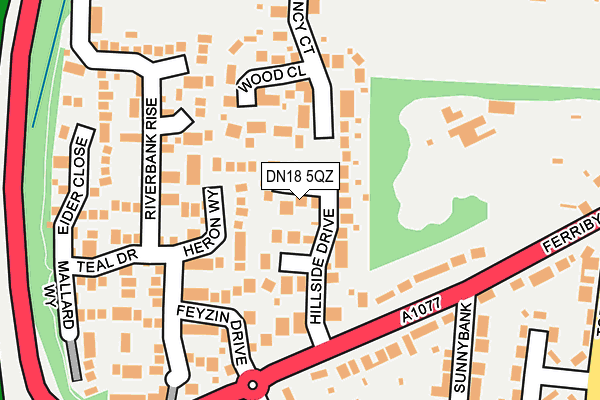 DN18 5QZ map - OS OpenMap – Local (Ordnance Survey)
