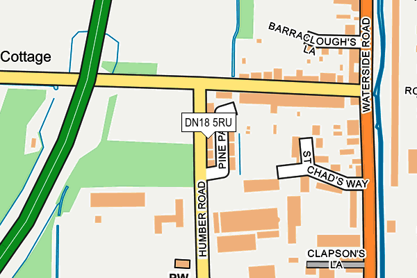 DN18 5RU map - OS OpenMap – Local (Ordnance Survey)
