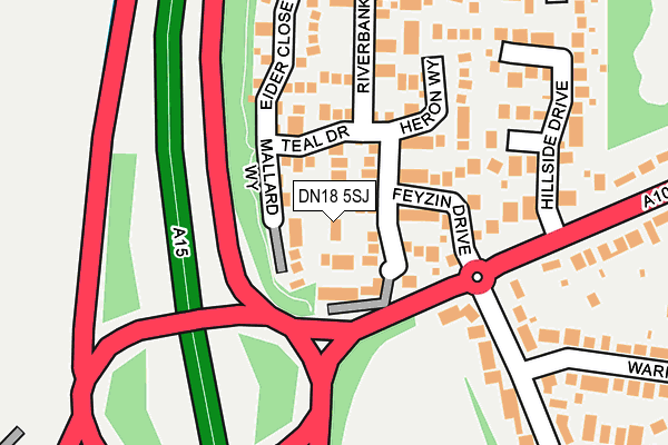 DN18 5SJ map - OS OpenMap – Local (Ordnance Survey)