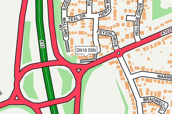 DN18 5SN map - OS OpenMap – Local (Ordnance Survey)