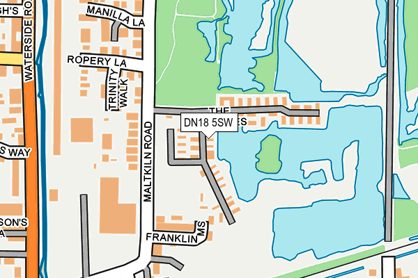 DN18 5SW map - OS OpenMap – Local (Ordnance Survey)