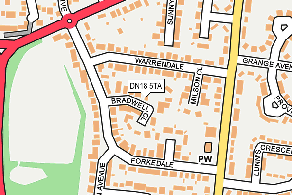 DN18 5TA map - OS OpenMap – Local (Ordnance Survey)