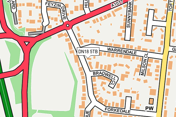 DN18 5TB map - OS OpenMap – Local (Ordnance Survey)