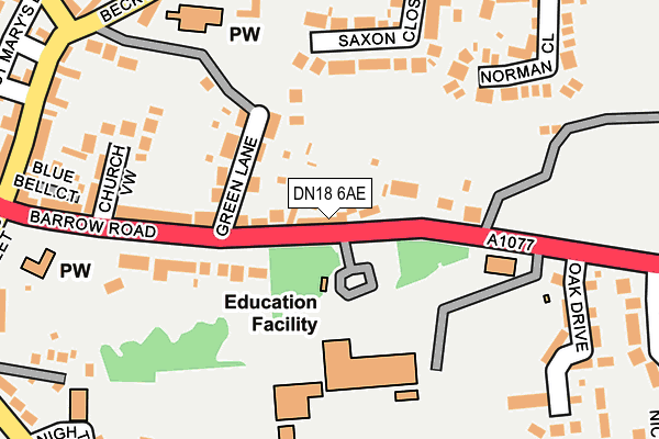 DN18 6AE map - OS OpenMap – Local (Ordnance Survey)
