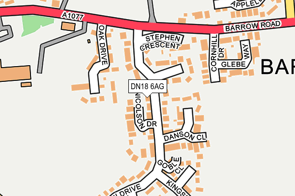 DN18 6AG map - OS OpenMap – Local (Ordnance Survey)