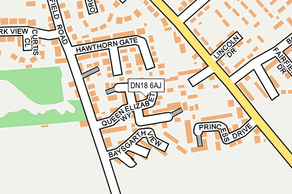 DN18 6AJ map - OS OpenMap – Local (Ordnance Survey)