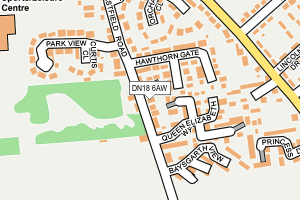 DN18 6AW map - OS OpenMap – Local (Ordnance Survey)