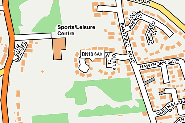 DN18 6AX map - OS OpenMap – Local (Ordnance Survey)