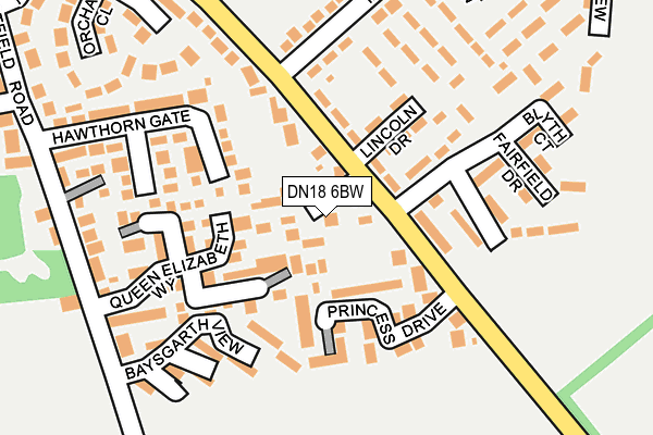 DN18 6BW map - OS OpenMap – Local (Ordnance Survey)