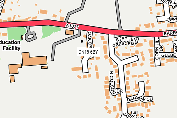 DN18 6BY map - OS OpenMap – Local (Ordnance Survey)