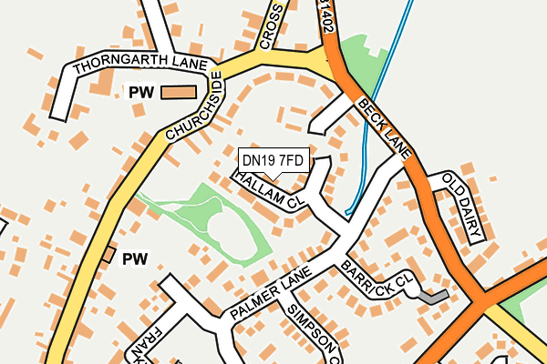 DN19 7FD map - OS OpenMap – Local (Ordnance Survey)