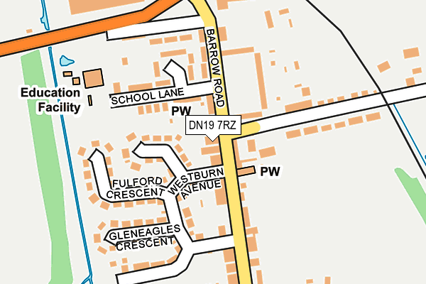 DN19 7RZ map - OS OpenMap – Local (Ordnance Survey)