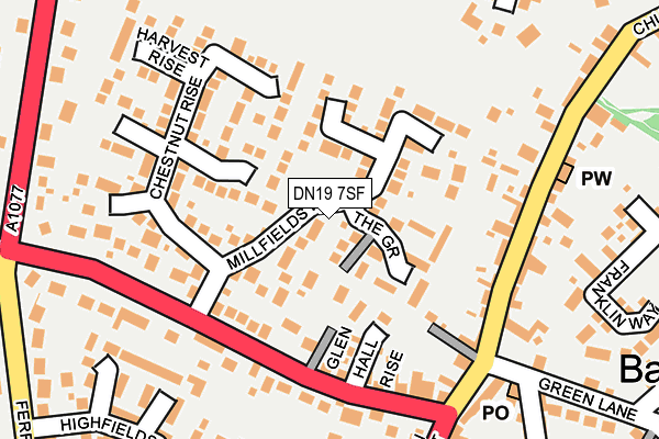 DN19 7SF map - OS OpenMap – Local (Ordnance Survey)