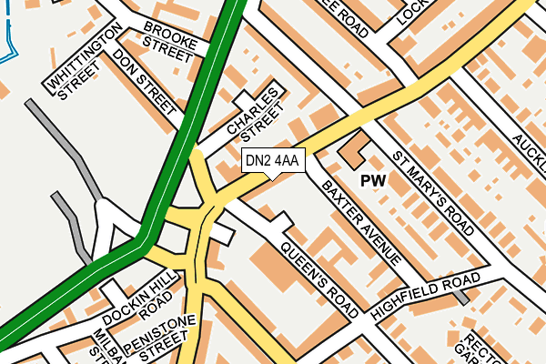 DN2 4AA map - OS OpenMap – Local (Ordnance Survey)