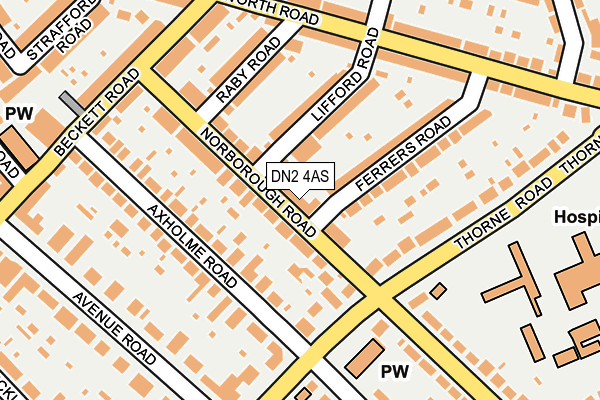 DN2 4AS map - OS OpenMap – Local (Ordnance Survey)