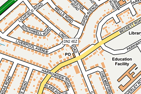 DN2 4EZ map - OS OpenMap – Local (Ordnance Survey)