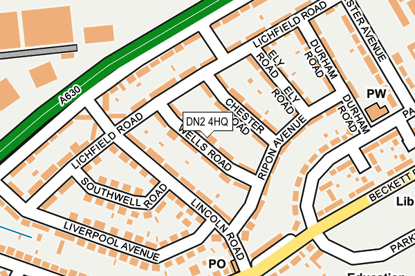 DN2 4HQ map - OS OpenMap – Local (Ordnance Survey)