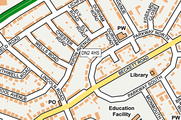 DN2 4HS map - OS OpenMap – Local (Ordnance Survey)