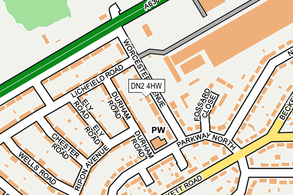 DN2 4HW map - OS OpenMap – Local (Ordnance Survey)
