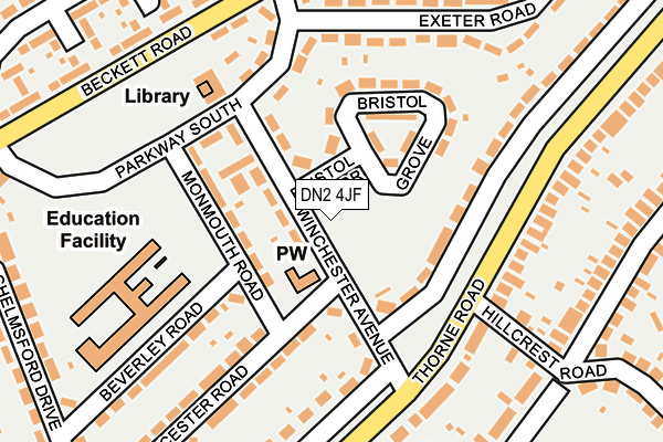 DN2 4JF map - OS OpenMap – Local (Ordnance Survey)