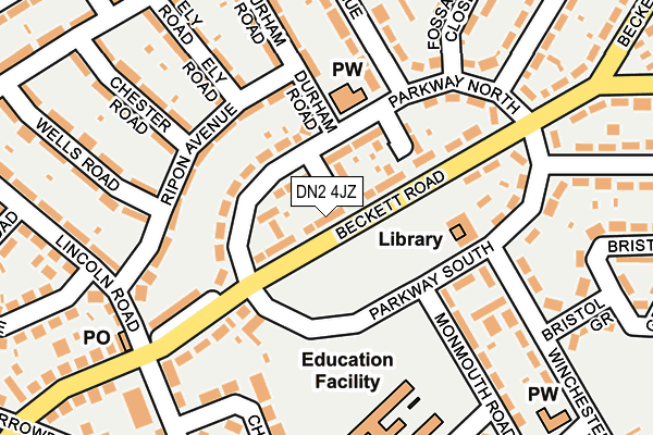 DN2 4JZ map - OS OpenMap – Local (Ordnance Survey)