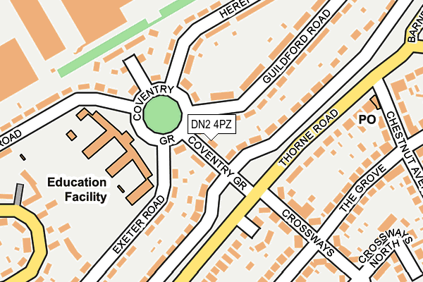 DN2 4PZ map - OS OpenMap – Local (Ordnance Survey)