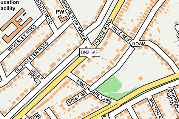 DN2 5AE map - OS OpenMap – Local (Ordnance Survey)