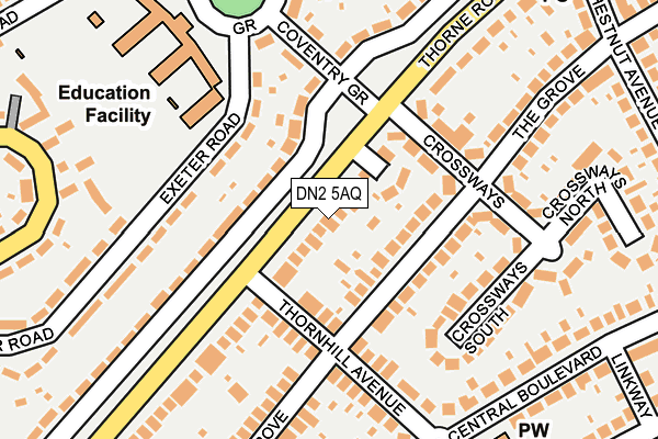 DN2 5AQ map - OS OpenMap – Local (Ordnance Survey)