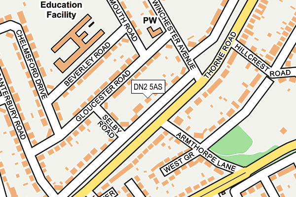 DN2 5AS map - OS OpenMap – Local (Ordnance Survey)