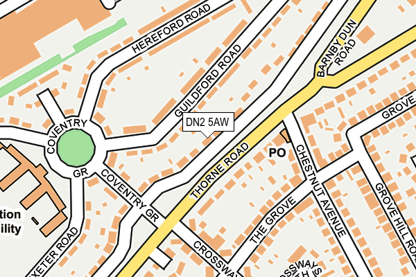 DN2 5AW map - OS OpenMap – Local (Ordnance Survey)