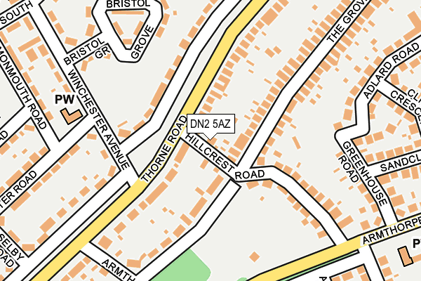 DN2 5AZ map - OS OpenMap – Local (Ordnance Survey)