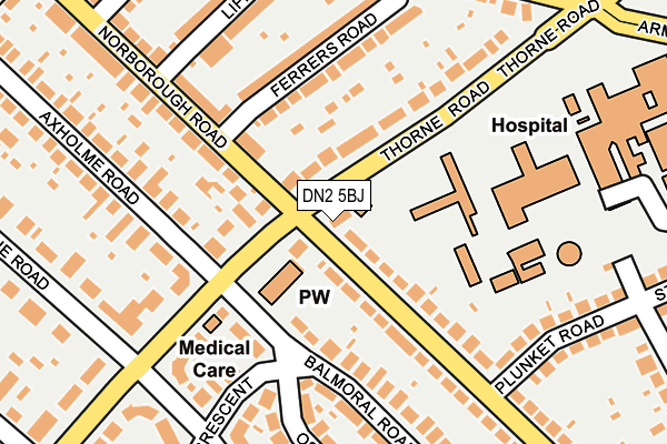 DN2 5BJ map - OS OpenMap – Local (Ordnance Survey)