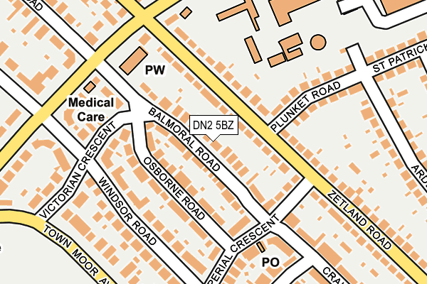 DN2 5BZ map - OS OpenMap – Local (Ordnance Survey)