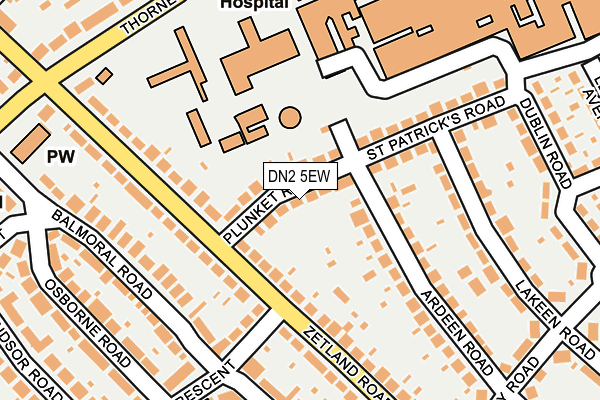DN2 5EW map - OS OpenMap – Local (Ordnance Survey)