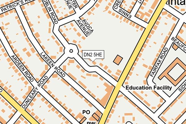 DN2 5HE map - OS OpenMap – Local (Ordnance Survey)