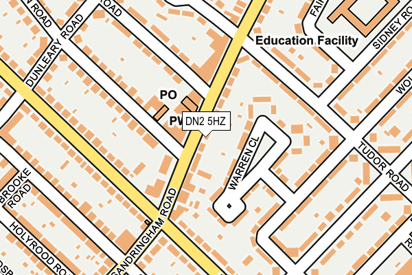 DN2 5HZ map - OS OpenMap – Local (Ordnance Survey)
