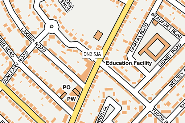 DN2 5JA map - OS OpenMap – Local (Ordnance Survey)