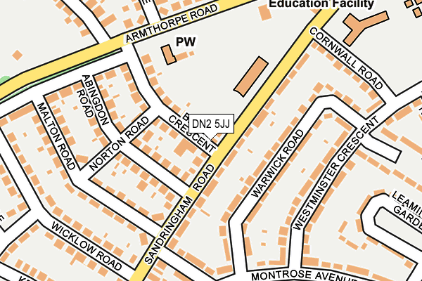 DN2 5JJ map - OS OpenMap – Local (Ordnance Survey)
