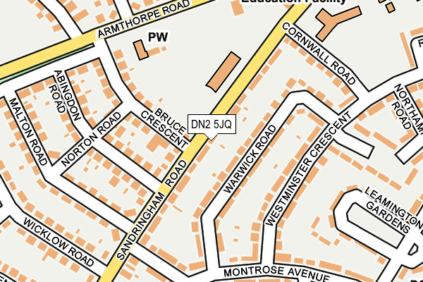 DN2 5JQ map - OS OpenMap – Local (Ordnance Survey)