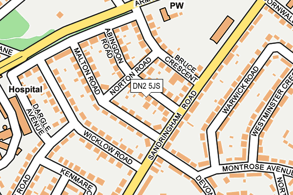 DN2 5JS map - OS OpenMap – Local (Ordnance Survey)