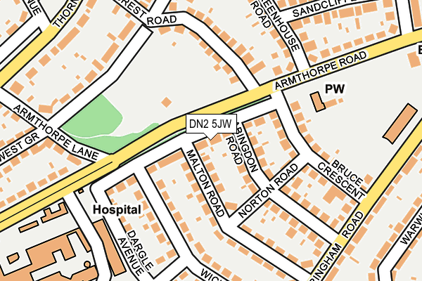DN2 5JW map - OS OpenMap – Local (Ordnance Survey)
