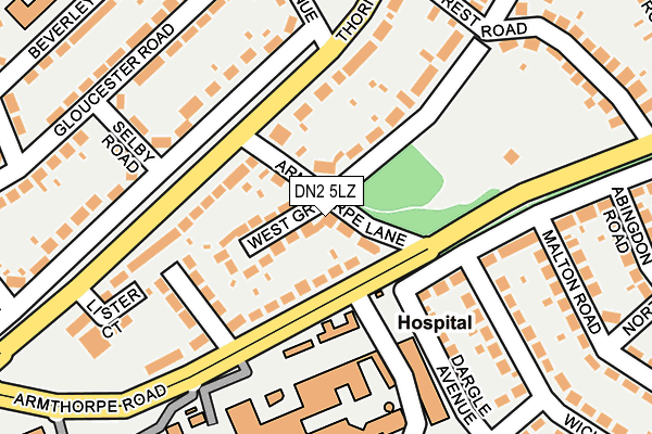 DN2 5LZ map - OS OpenMap – Local (Ordnance Survey)