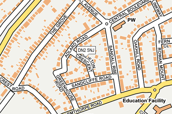 DN2 5NJ map - OS OpenMap – Local (Ordnance Survey)