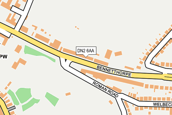 DN2 6AA map - OS OpenMap – Local (Ordnance Survey)